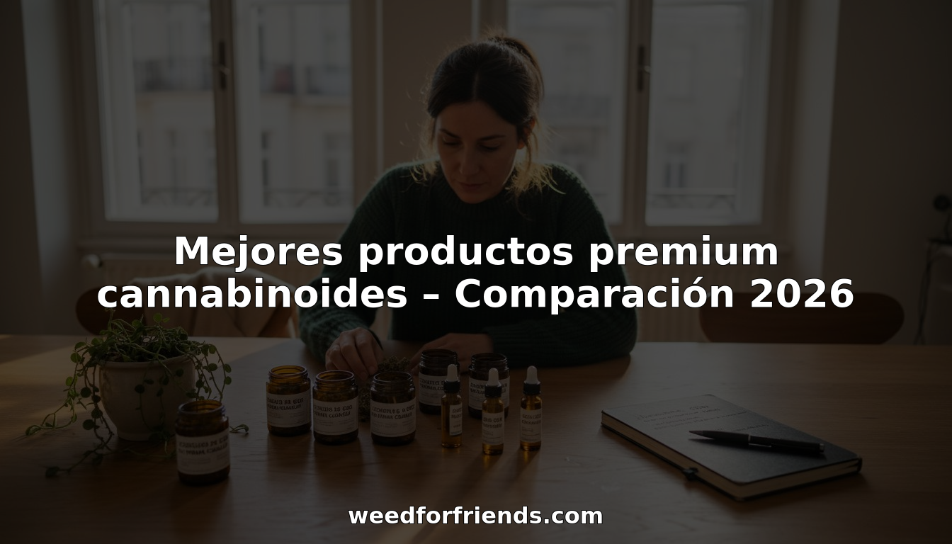 Mujer analizando y comparando productos premium de cannabinoides desde la comodidad de su hogar.